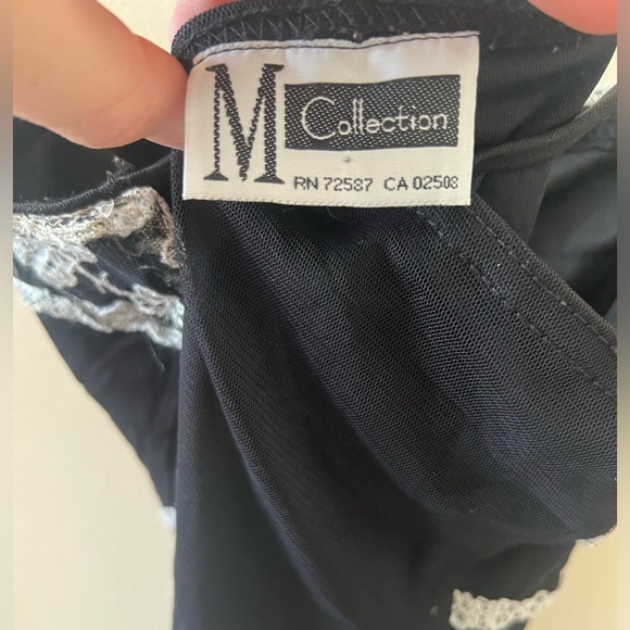 Vintage 90’s M Collection Black & White Lace Mini Dress Size XXS-XS - Picture 4 of 5